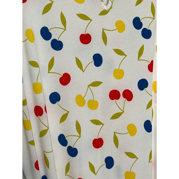 ModCloth Cherry Print retro swing Fit & Flare Dress mock neck & belt XL - Picture 13 of 16